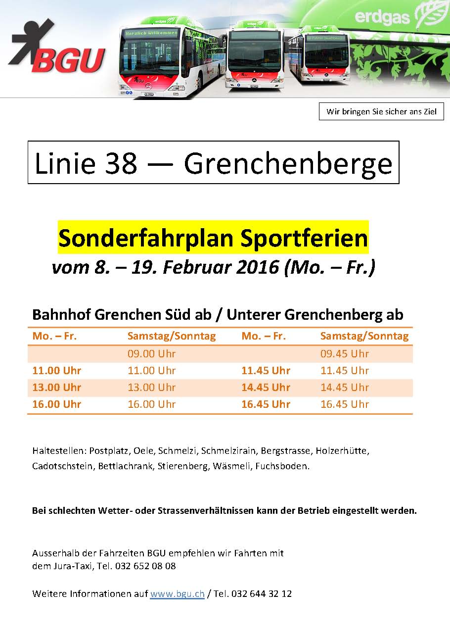 Busfahrplan BGU - Grenchenberg Linie 38